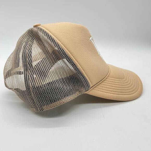 Los Angeles Dodgers‎ Hat Mens OS Tan Snapback Trucker 47 Brand Cap MLB  Baseball - Picture 3 of 9